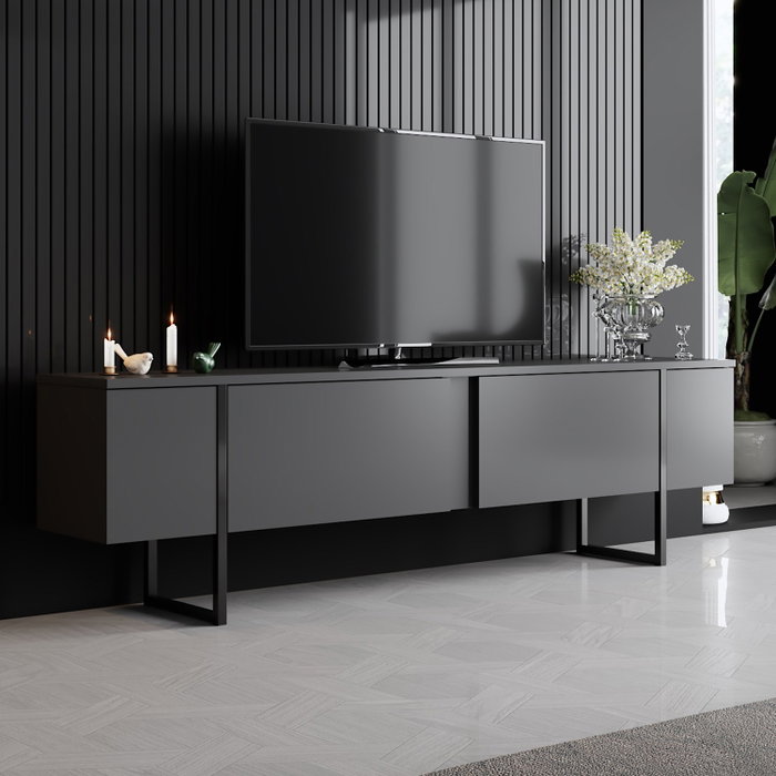 Hanah Home Conjunto Muebles Sala Anthracite, Negro - Soporte TV 180cm, Mesa Café 90cm, Diseño Elegante y Duradero
